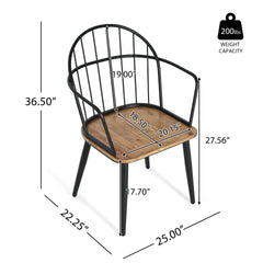 Indoor Dining Chair With Metal Legs (Set of 2),Light Birch