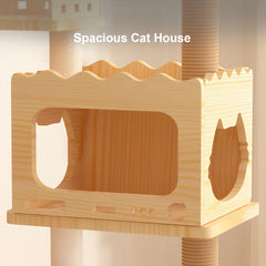 66.9" Modern Cat Tower, Wood Cat Tree Tower for Indoor Cats, Cat Treewith Sisal-Covered Scratching Posts and Top Perch, Cat Condo with Acrylic Hammock for Multi-Cat Households