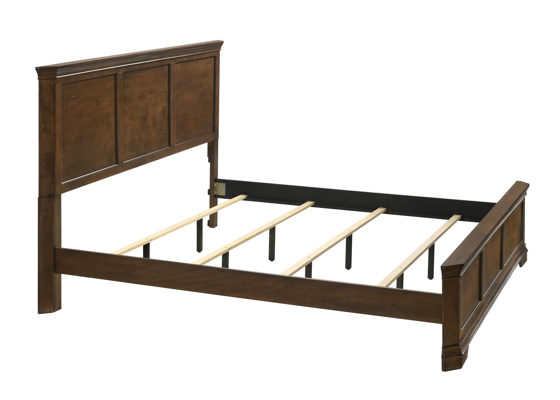 Maderne Traditional Wood Panel Bed, King, Antique Walnut Finish