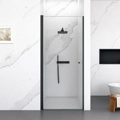 32"W x 72"H Frameless Circular Pivot Shower Door in Matte Black With 1/4" (6mm) Thick SGCC Tempered Glass