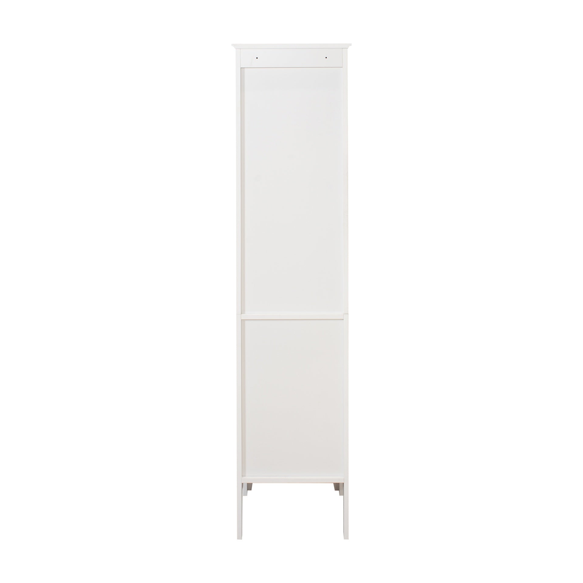 Tall Narrow Tower Freestanding Cabinet with 2 Shutter Doors 5 Tier Shelves for Bathroom, Kitchen ,Living Room ,Storage Cabinet,White