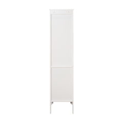 Tall Narrow Tower Freestanding Cabinet with 2 Shutter Doors 5 Tier Shelves for Bathroom, Kitchen ,Living Room ,Storage Cabinet,White
