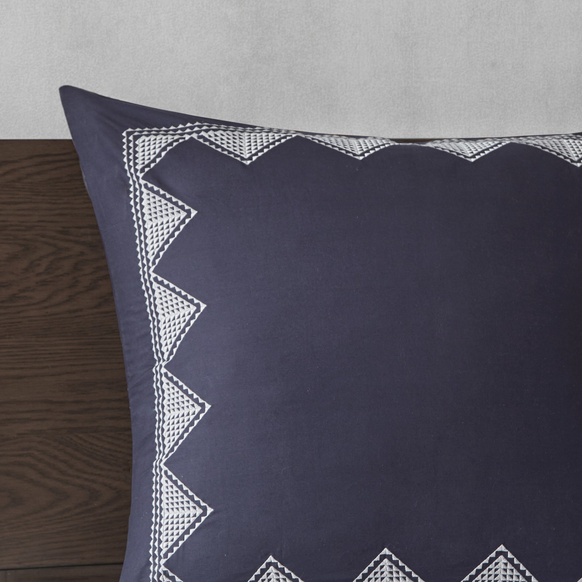 3 Piece Printed Cotton Quilt Set Navy Full/Queen