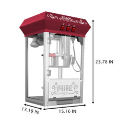 Commercial Popcorn Maker Machine,12 Ounce Kettle Stainless Steel Commercial Popcorn Machine with Tempered Glass,Warming Deck, 800W Countertop Popcorn Popper for Parties Red