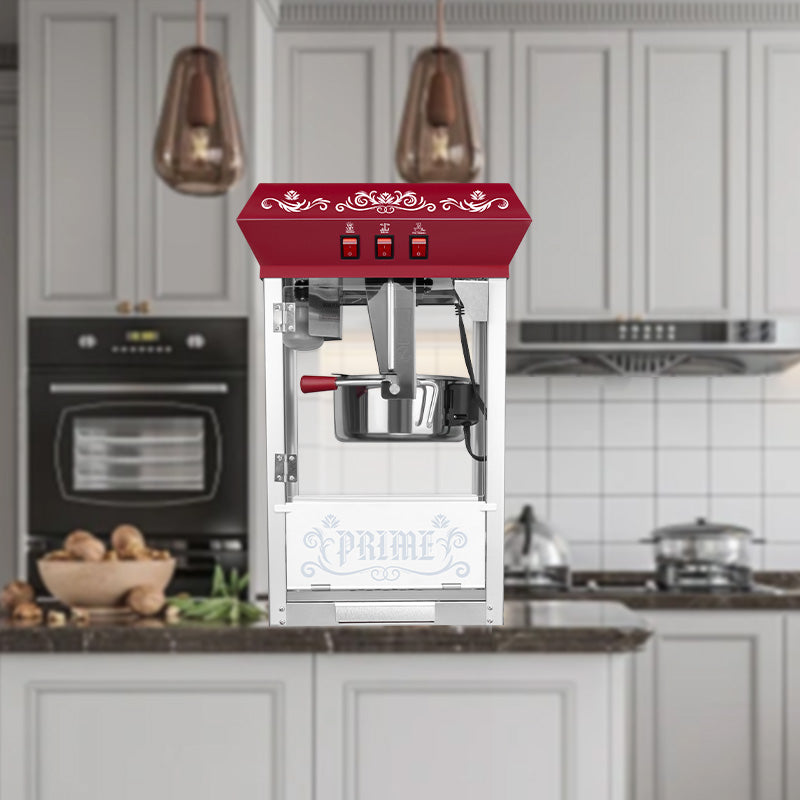 Commercial Popcorn Maker Machine,12 Ounce Kettle Stainless Steel Commercial Popcorn Machine with Tempered Glass,Warming Deck, 800W Countertop Popcorn Popper for Parties Red