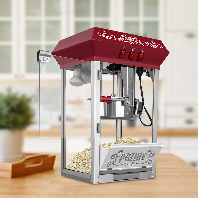 Commercial Popcorn Maker Machine,12 Ounce Kettle Stainless Steel Commercial Popcorn Machine with Tempered Glass,Warming Deck, 800W Countertop Popcorn Popper for Parties Red