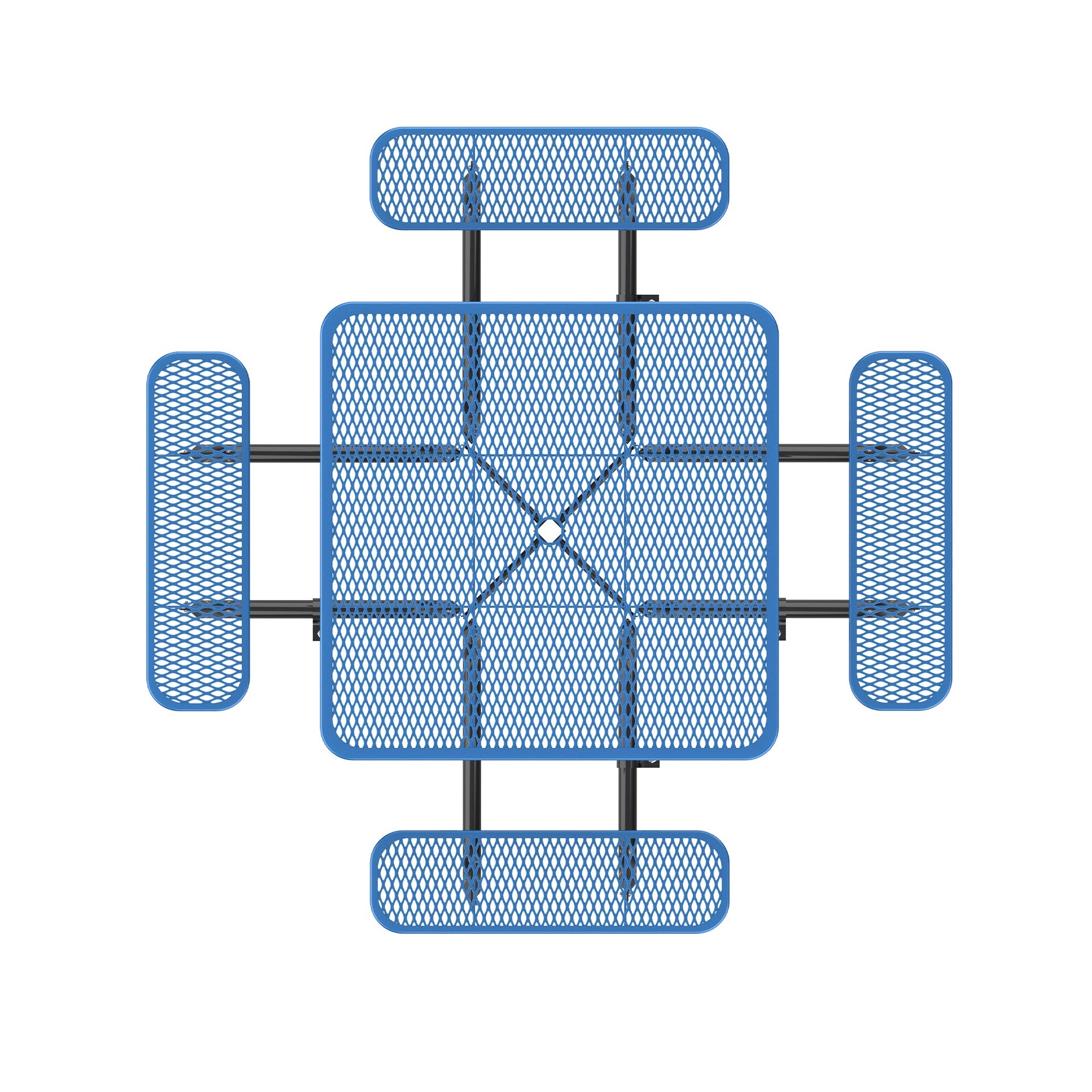 46-Inch Blue Square Picnic Table with Umbrella Hole
