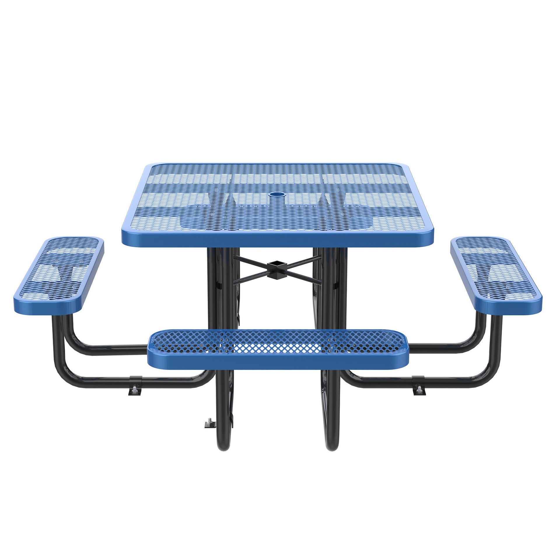 46-Inch Blue Square Picnic Table with Umbrella Hole