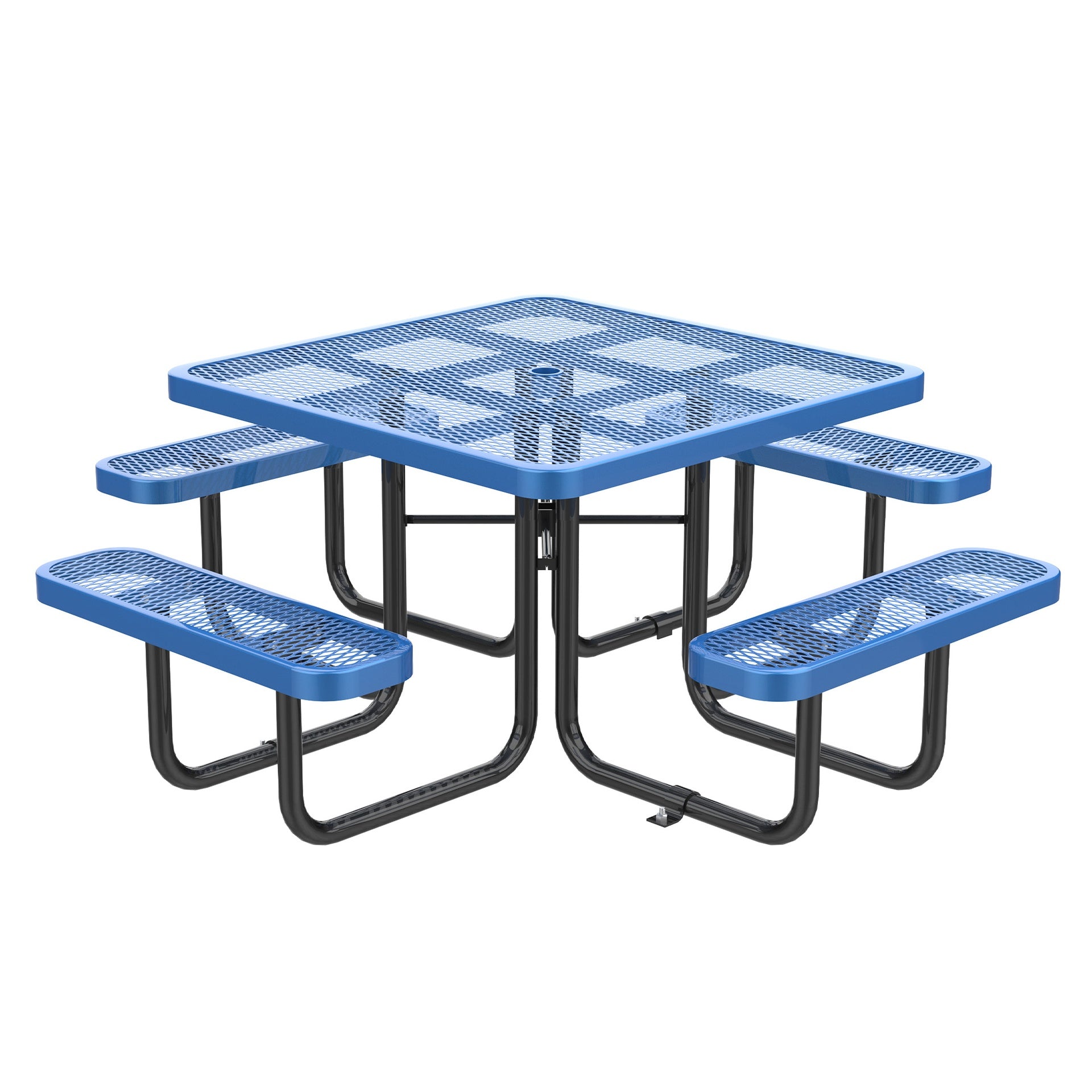46-Inch Blue Square Picnic Table with Umbrella Hole