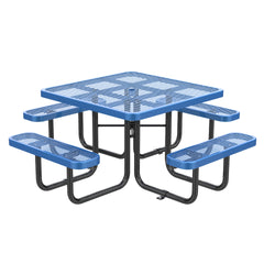 46-Inch Blue Square Picnic Table with Umbrella Hole