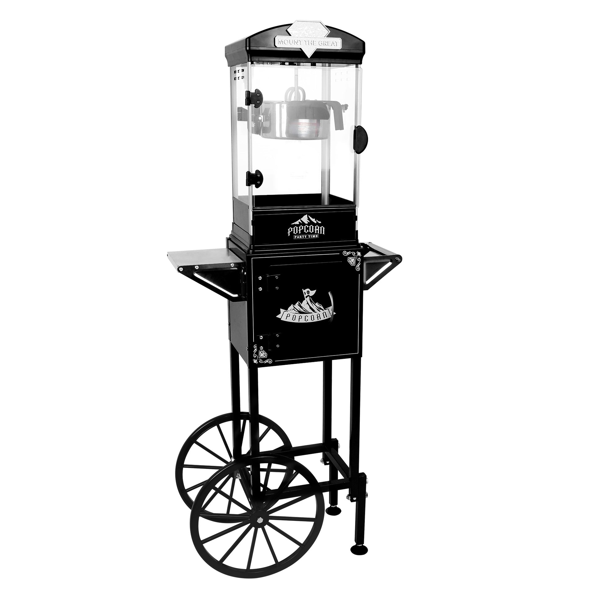 Popcorn Machine with Cart ,Wheels & 10 Oz Kettle Popcorn Maker Measuring 3 plastic spoon Home Theater Popcorn Machine-Black