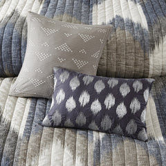 3 Piece Printed Cotton Quilt Set Navy King/Cal King