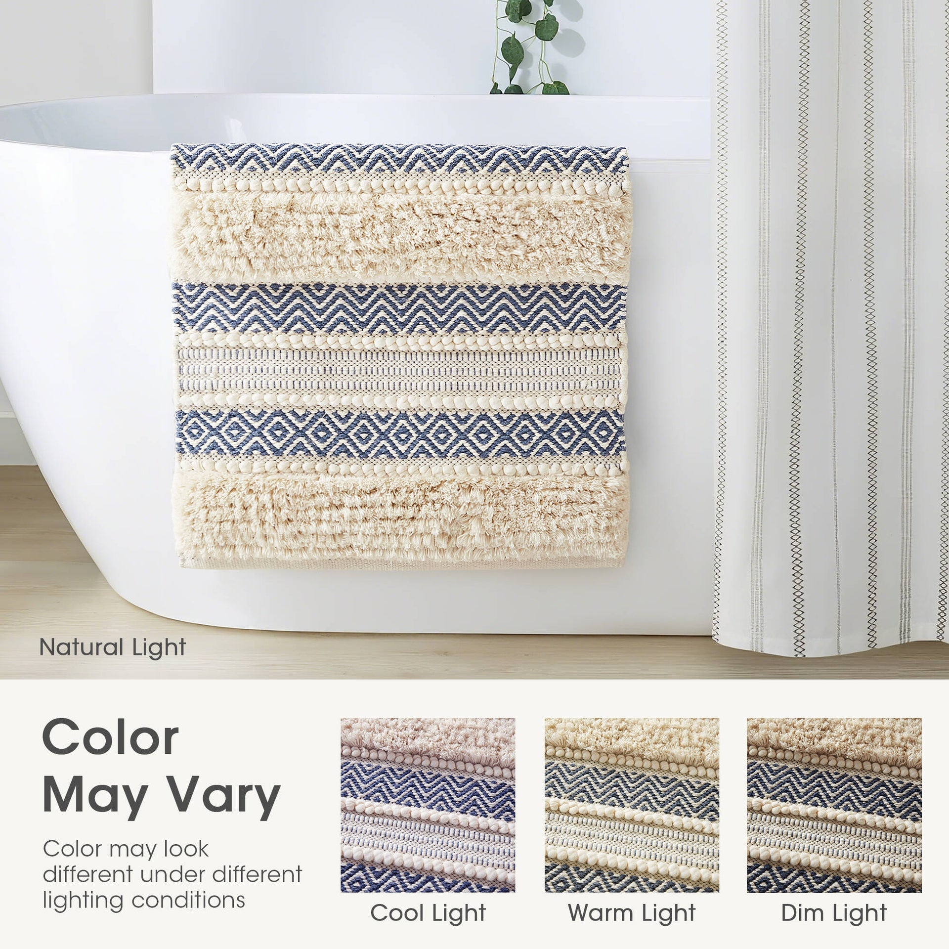 1-Piece 20x32" Bath Rug,Navy