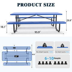 96" Rectangular Picnic Tables Blue