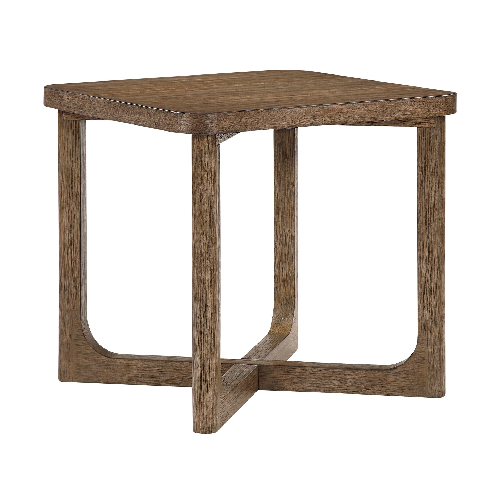 1pc Modern End Table Square Tabletop Light Brown Finish X-Base Wooden Living Room Furniture