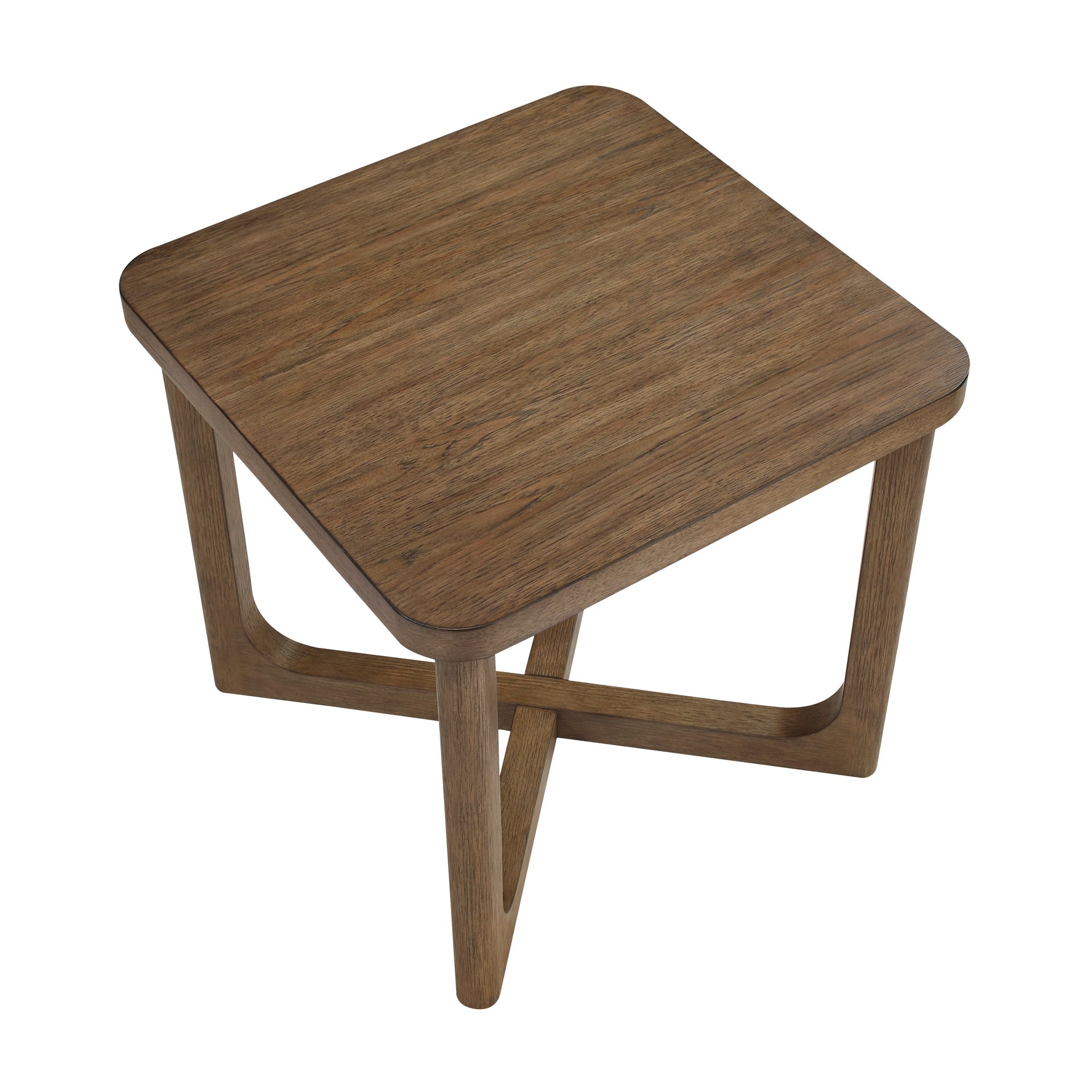1pc Modern End Table Square Tabletop Light Brown Finish X-Base Wooden Living Room Furniture