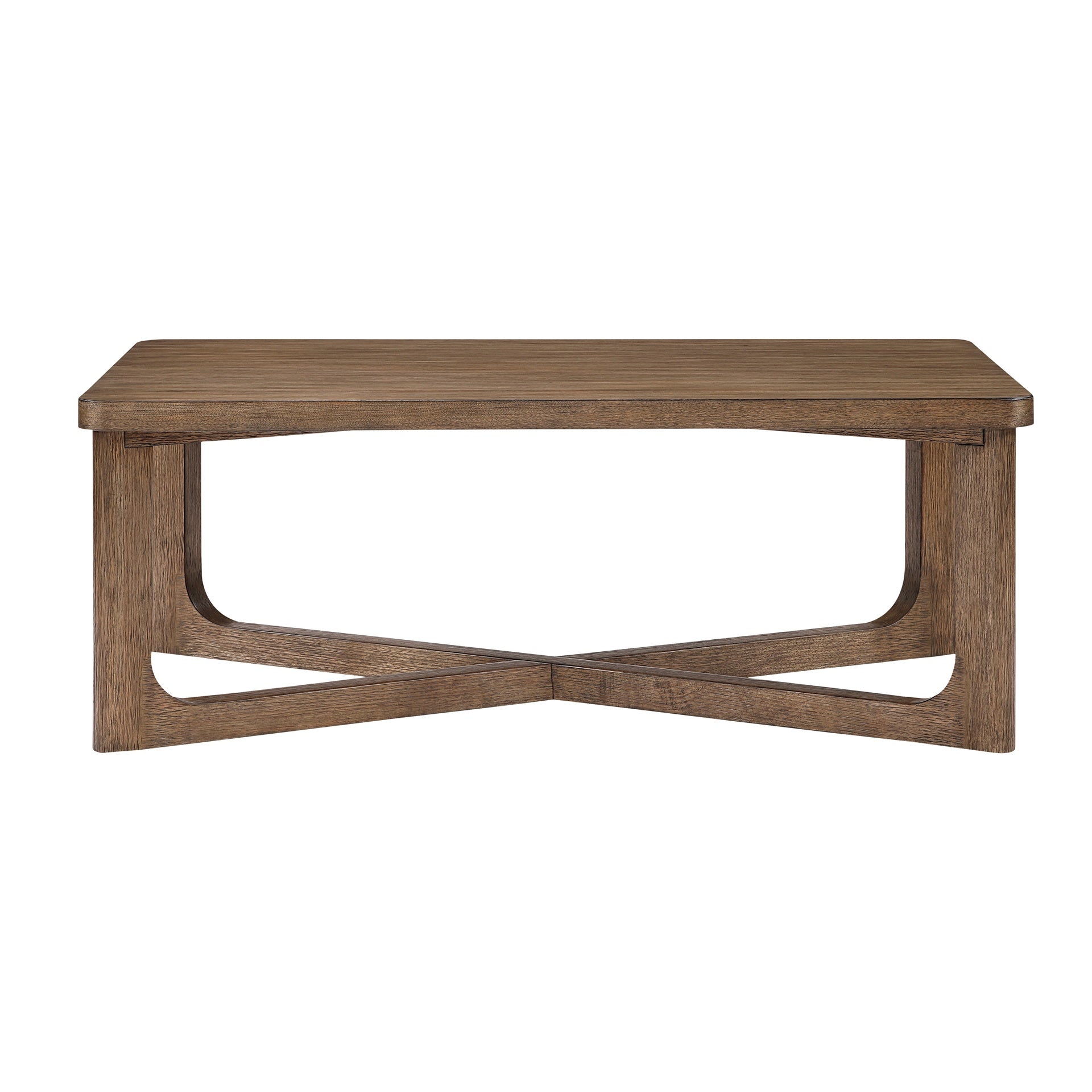 1pc Modern Design Cocktail Table Rectangular Tabletop Light Brown Finish X-Base Wooden Living Room Furniture