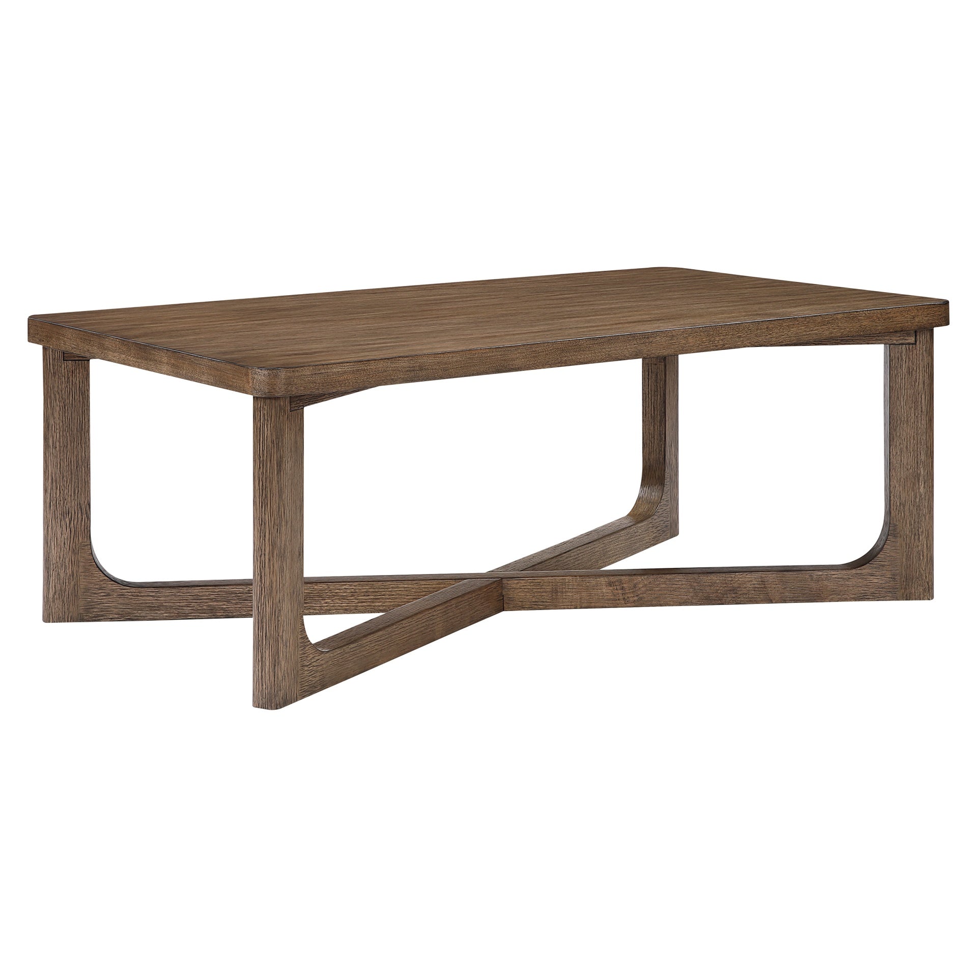 1pc Modern Design Cocktail Table Rectangular Tabletop Light Brown Finish X-Base Wooden Living Room Furniture