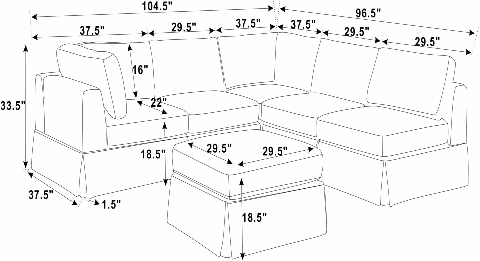 6 - Piece Upholstered Sectional