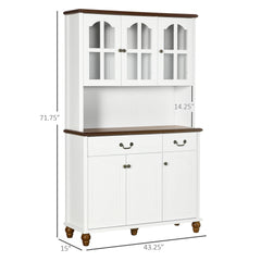 White  Kitchen Storage with 6 Doors, 2 Drawers and 3-Level Adjustable Shelves Kitchen Buffet