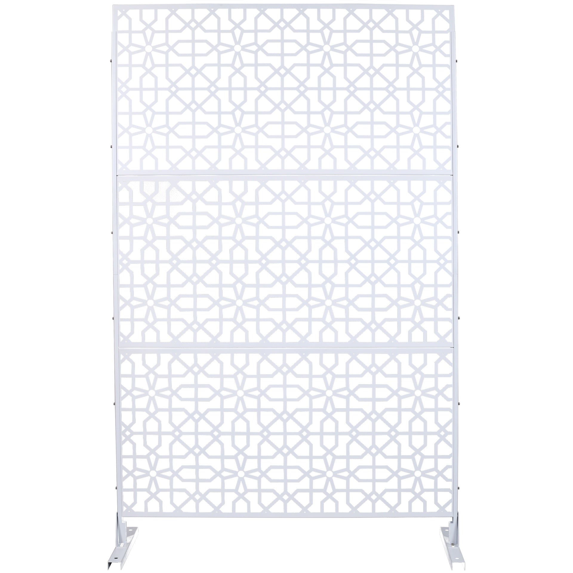 Outdoor & Indoor Privacy Screen Metal Privacy Screen 76" H×48" W, Freestanding Decorative Privacy Screen for Deck Balcony Patio, Privacy Fence Panels for Outside Lawn Garden PS106 WHITE