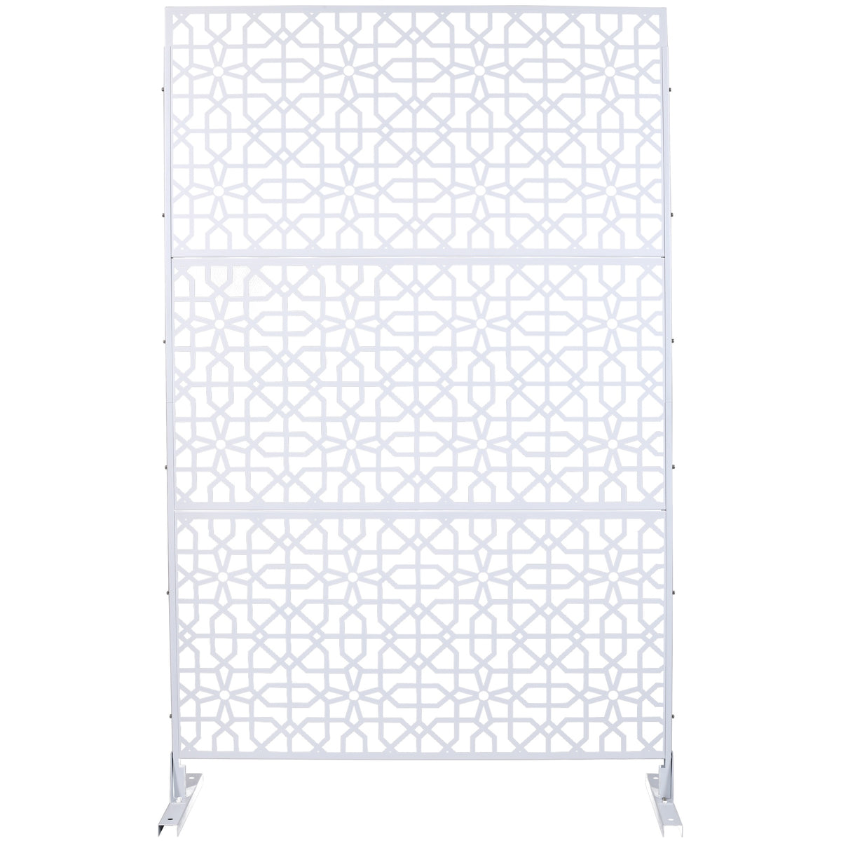 Outdoor & Indoor Privacy Screen Metal Privacy Screen 76" H×48" W, Freestanding Decorative Privacy Screen for Deck Balcony Patio, Privacy Fence Panels for Outside Lawn Garden PS106 WHITE