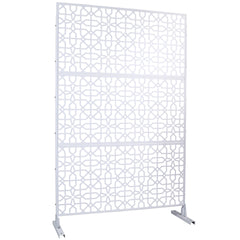 Outdoor & Indoor Privacy Screen Metal Privacy Screen 76" H×48" W, Freestanding Decorative Privacy Screen for Deck Balcony Patio, Privacy Fence Panels for Outside Lawn Garden PS106 WHITE