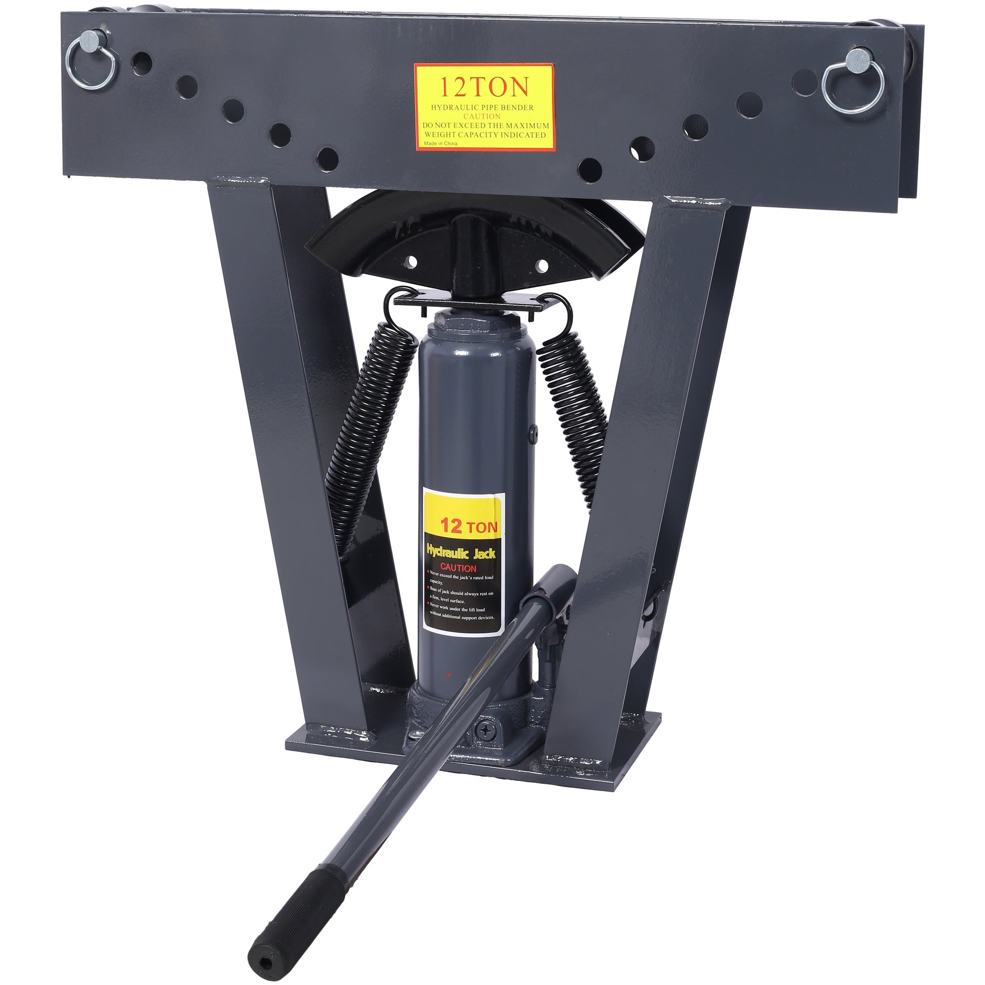 12 Ton Pipe Bender Manual Hydraulic, Piping Bending Exhaust Tube Fabric with 6 Dies, Adjustable Rollers 90-180 Degree Bending Steel Iron Metal Ratcheting for Pipe Tube Bender,dark gray