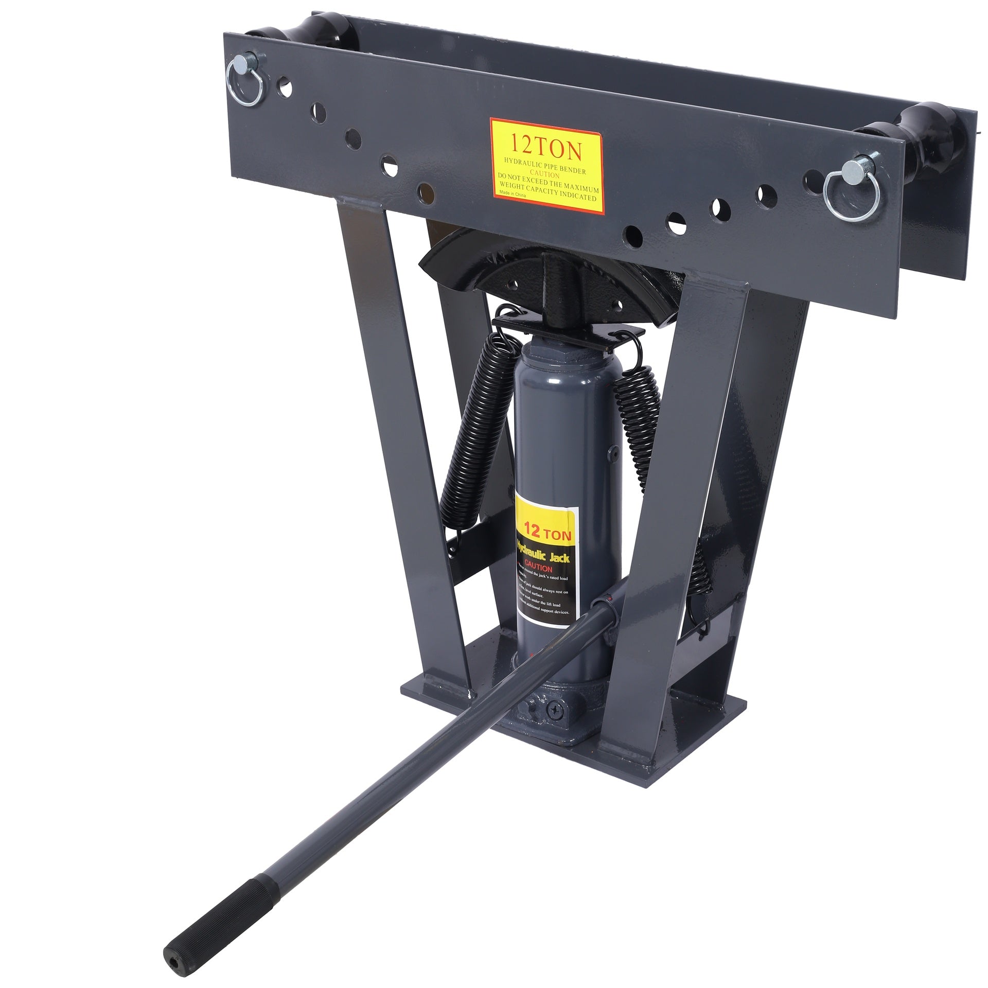12 Ton Pipe Bender Manual Hydraulic, Piping Bending Exhaust Tube Fabric with 6 Dies, Adjustable Rollers 90-180 Degree Bending Steel Iron Metal Ratcheting for Pipe Tube Bender,dark gray