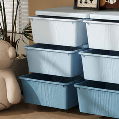 Qaba 3 Tier Kids Storage Unit, 9 Drawer Chest Toy Organizer Plastic Bins for Kids Bedroom Nursery Kindergarten Living Room for Boys Girls Toddlers, Blue