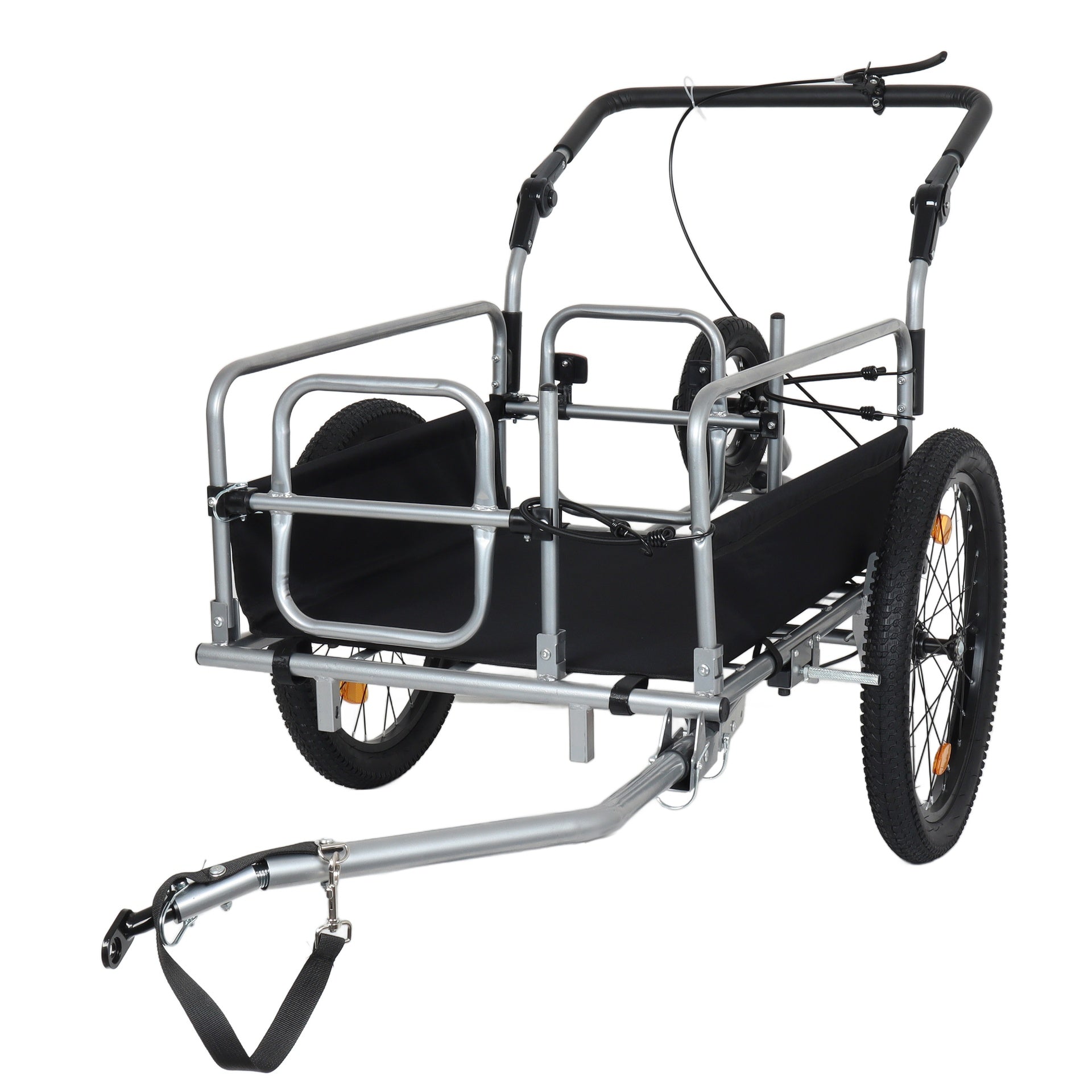 3-in-1 Heavy-Duty Bike Cargo Trailer -Bike Compatible Steel Frame, 110lb Capacity, Convertible Stroller & Pull Cart w/Suspension, 20 *2-3/8" FAT tire