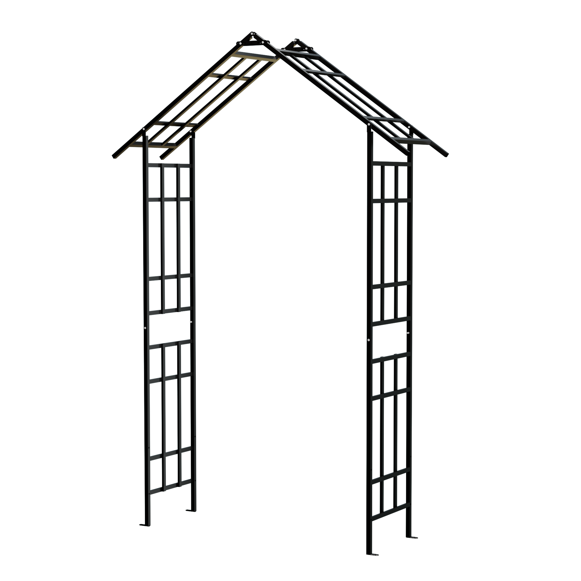 Metal Garden Arch with Adjustable Width W42.52''~W78.15''  Climbing Plants Support Rose Arch Outdoor Black