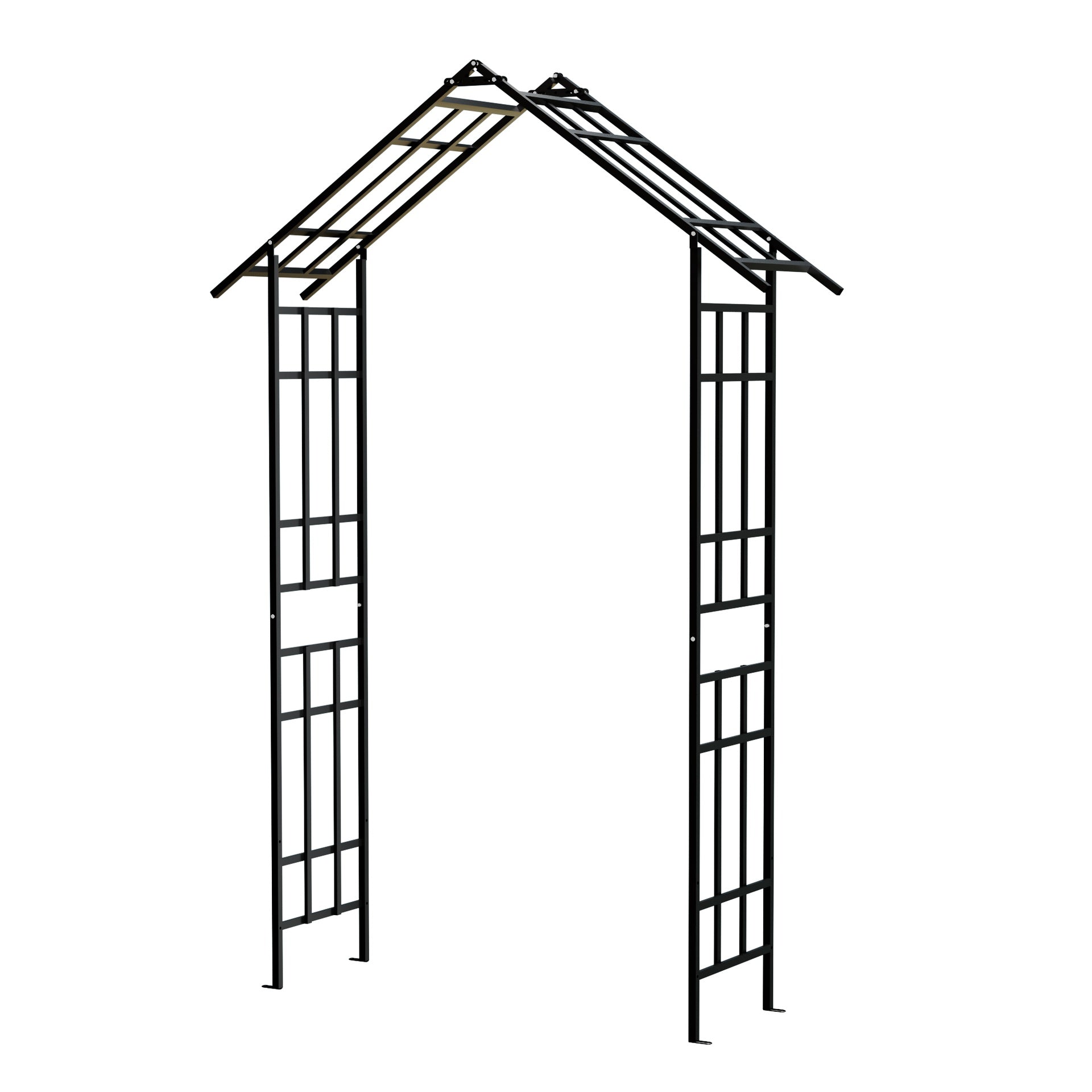 Metal Garden Arch with Adjustable Width W42.52''~W78.15''  Climbing Plants Support Rose Arch Outdoor Black