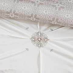 Full/Queen 4 Piece Embroidered Cotton Reversible Duvet Cover Set