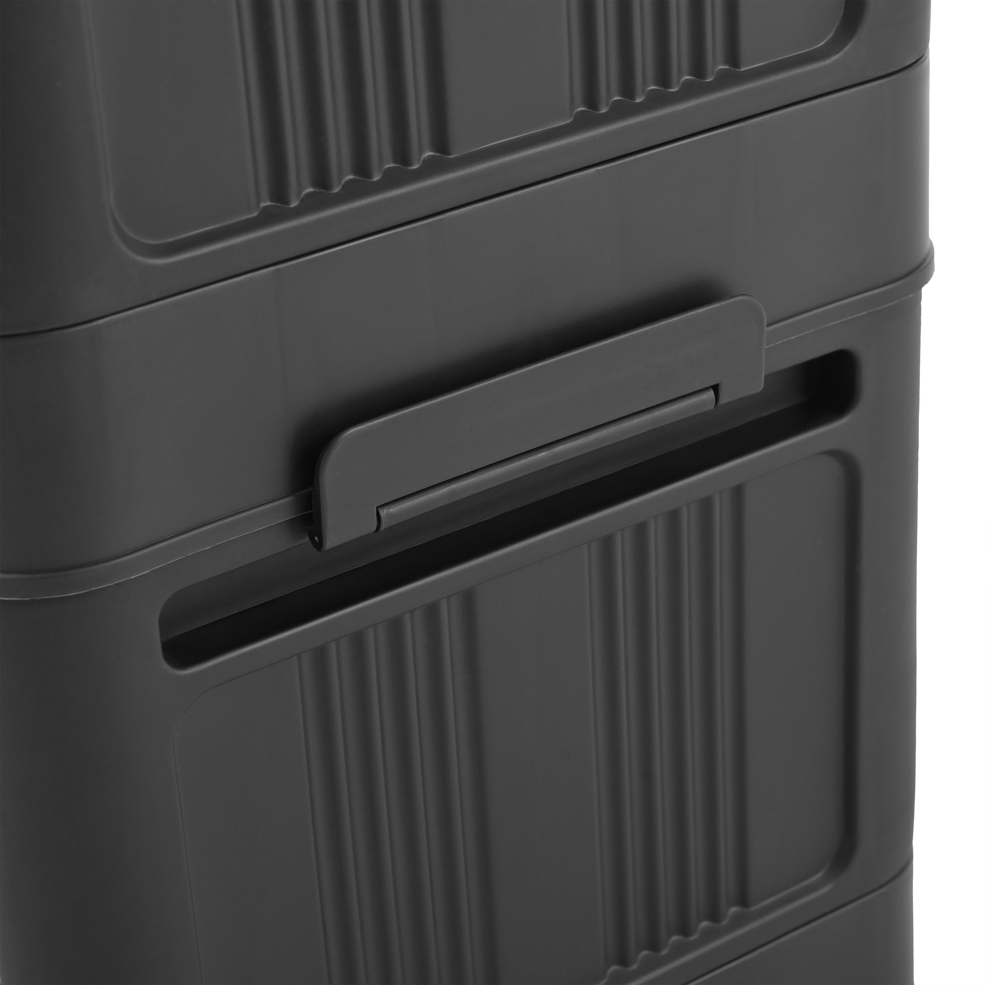 Black, 20" Side Wide Folding Storage Cabinet ,3 Tiers,19.69"×11.81"×31.10",Collapsible Storage Bins with Magnetic Door, Plastic Storage Cabinet with Wheels