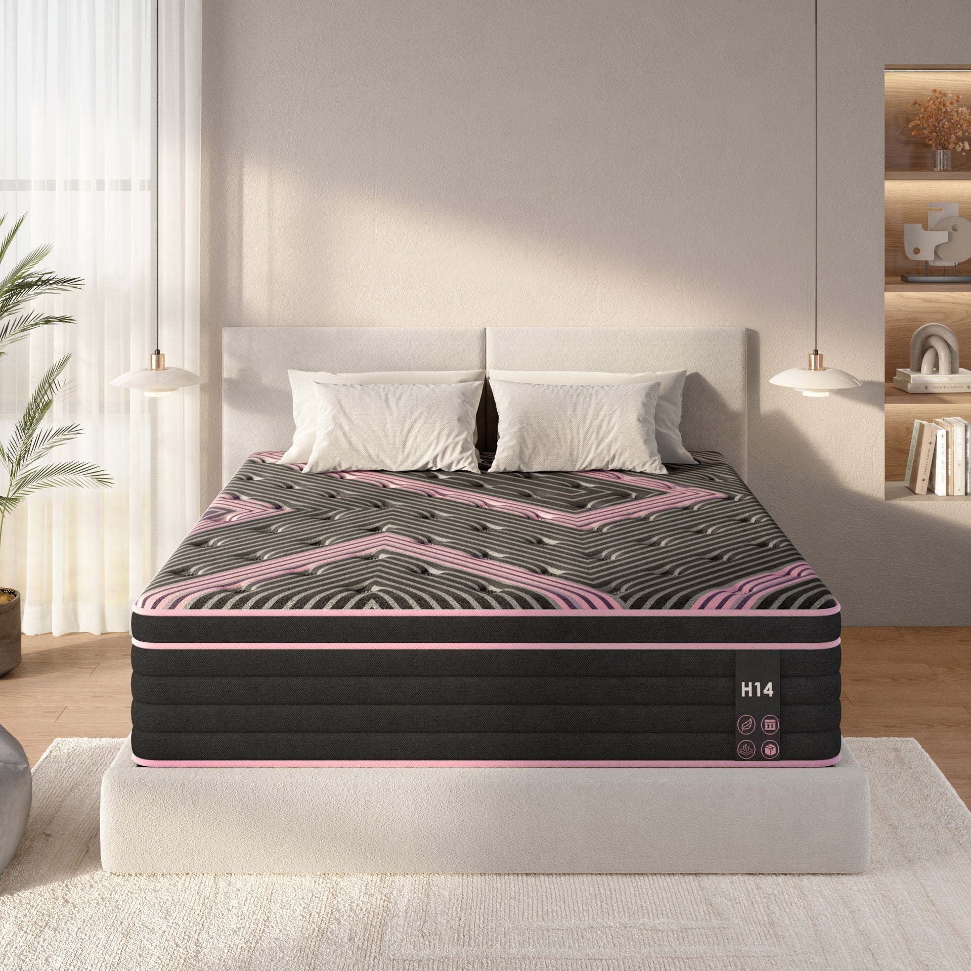 King Size Mattress,10 Inch Hybrid Mattress, Individually Pocketed Innerspring, Medium Firm