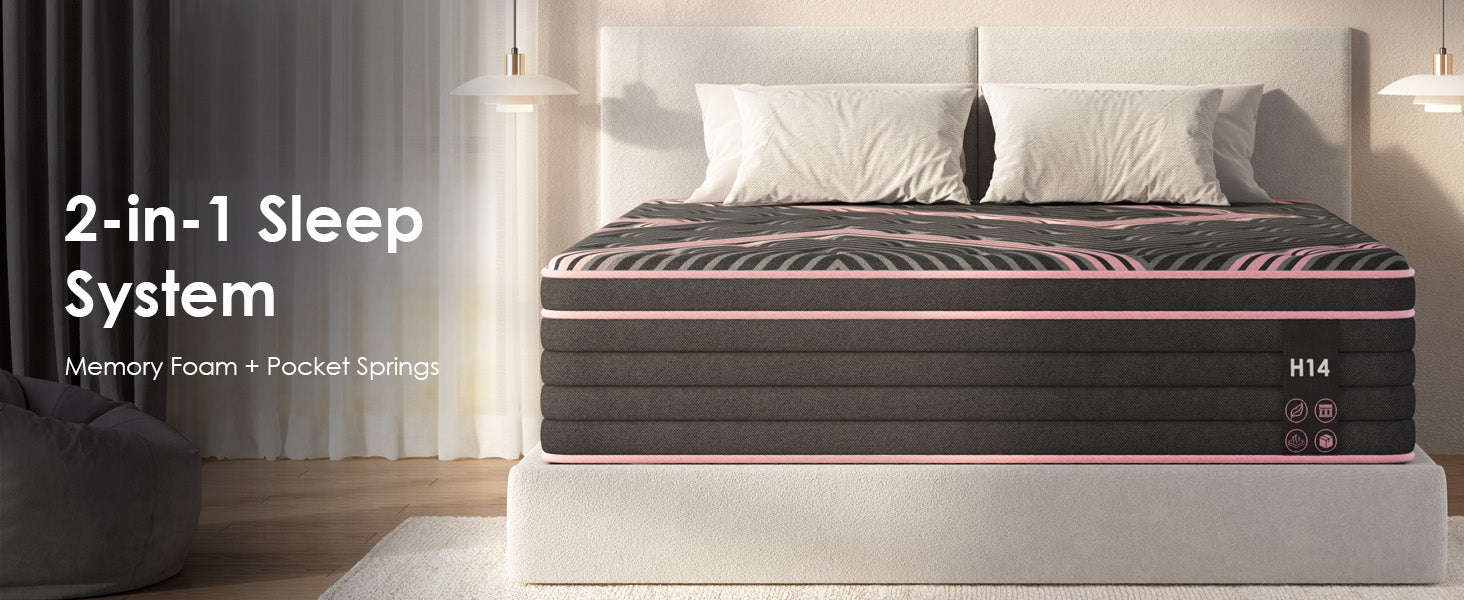 King Size Mattress,10 Inch Hybrid Mattress, Individually Pocketed Innerspring, Medium Firm