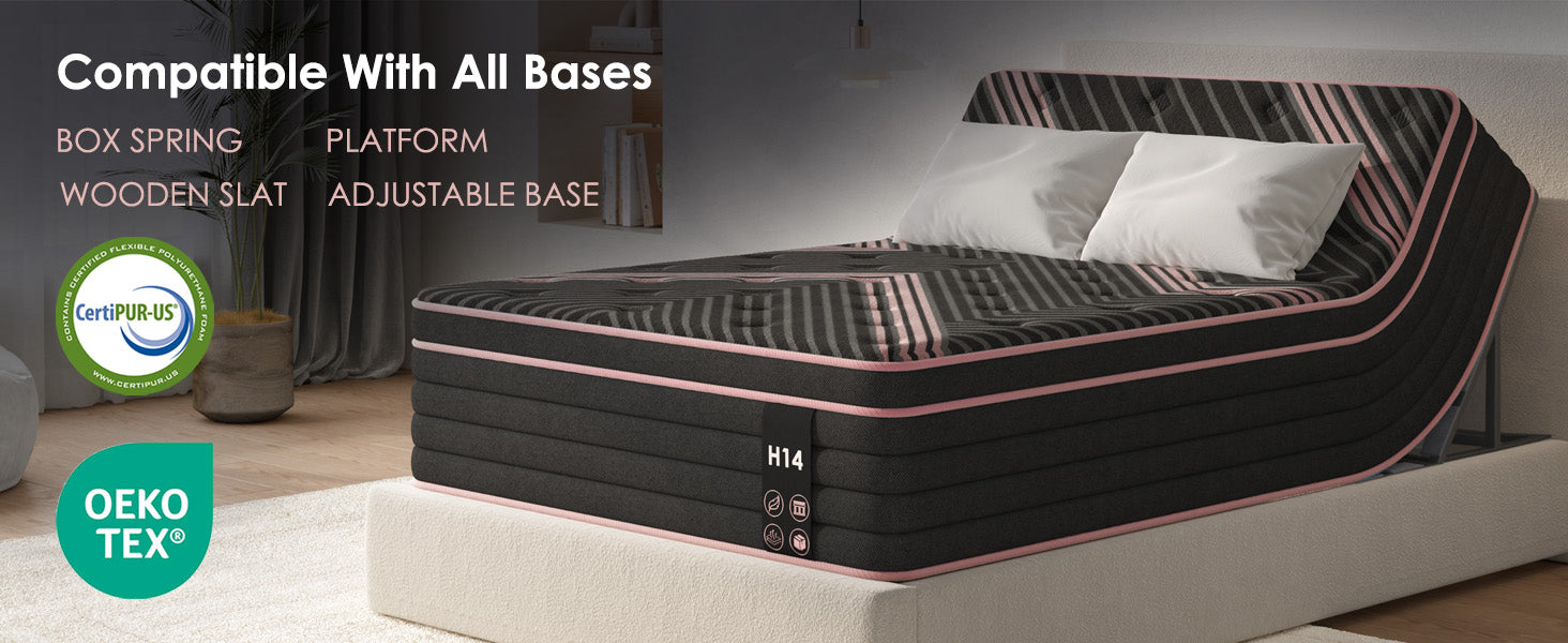 King Size Mattress,10 Inch Hybrid Mattress, Individually Pocketed Innerspring, Medium Firm