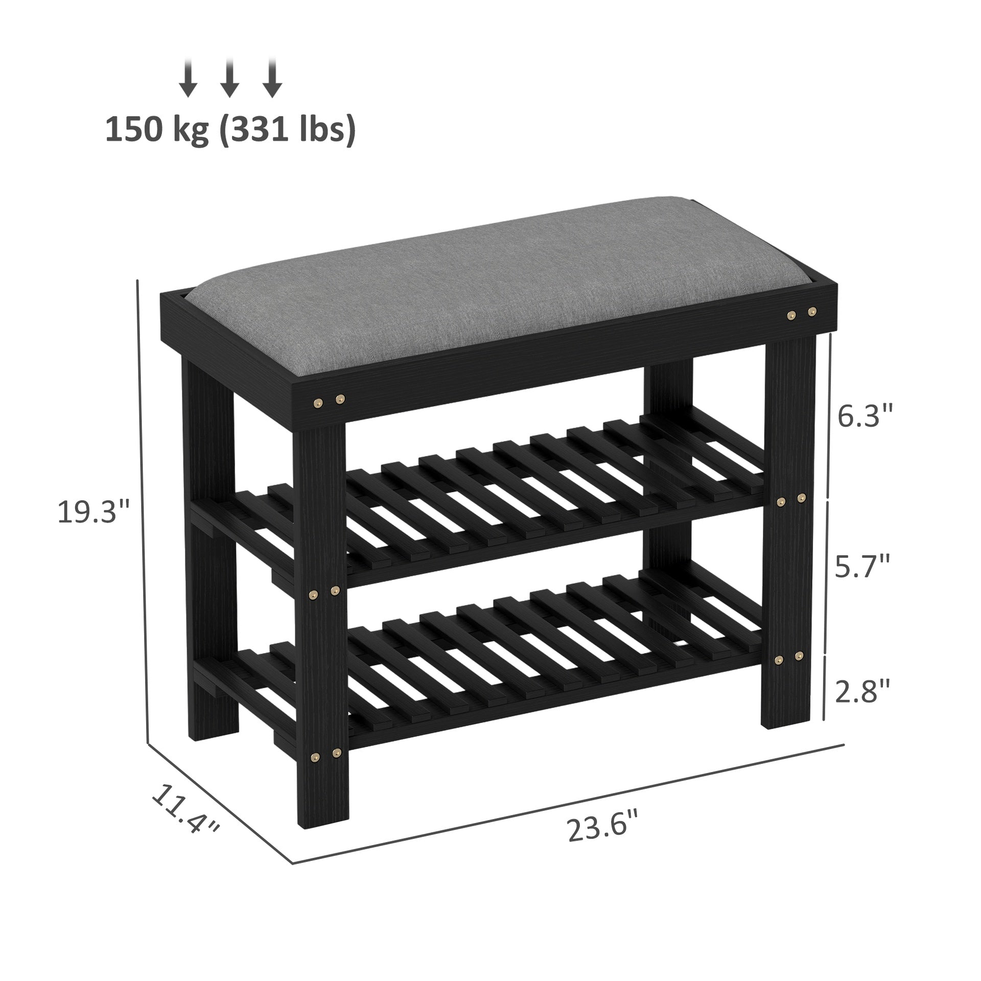 Shoe Organizer,Shoe Storage Bench,3-Tier Entryway Bench