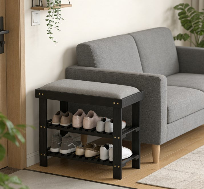 Shoe Organizer,Shoe Storage Bench,3-Tier Entryway Bench