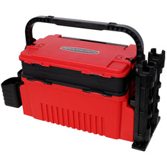 Dual-layer Fishing Tackle Box,Tackle Box Organizer Fishing Box Large,With 2pcs Rod Holder,2pcs Cup Holder,1pc Carring Strap,Red