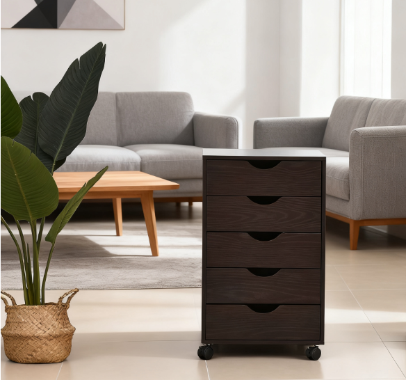 5 Drawer File Cabinet Storage Organizer Filing Cabinet with  Minimalist Style , Brown