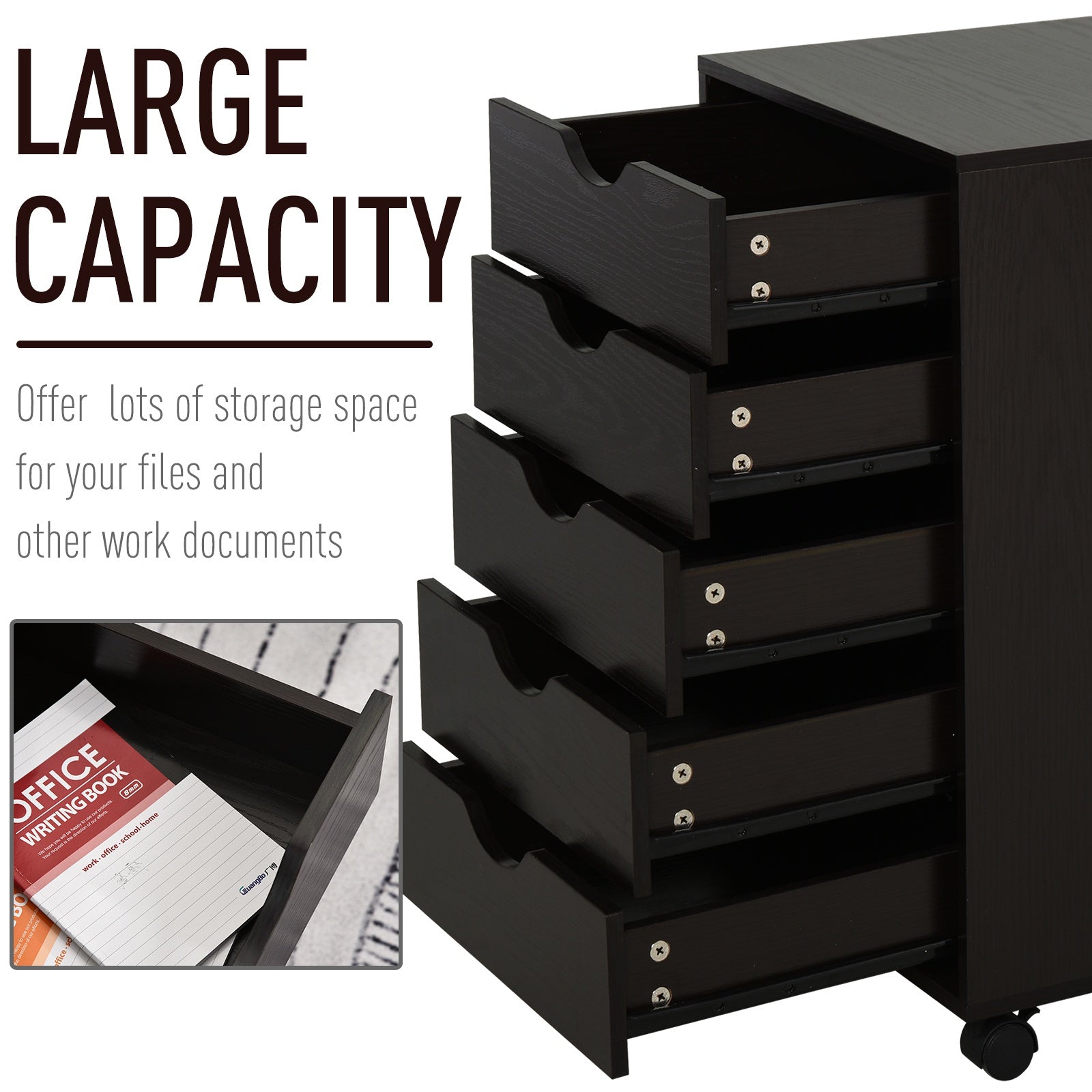 5 Drawer File Cabinet Storage Organizer Filing Cabinet with  Minimalist Style , Brown