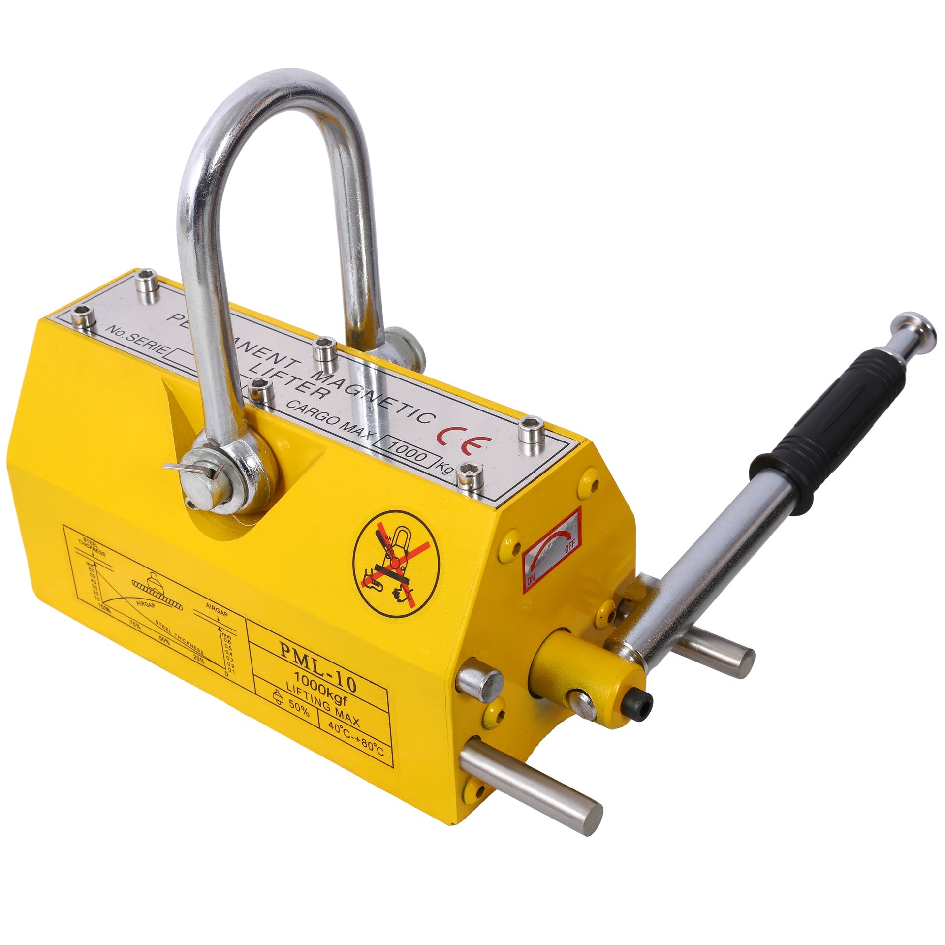 Permanent Magnetic Lifting with Release, 2200lbs/1000kg Heavy Duty Magnet, 2.5 Safety Factor, Neodymium & Steel for Hoist, Shop Crane, Block, Board Lifting Plate Steel