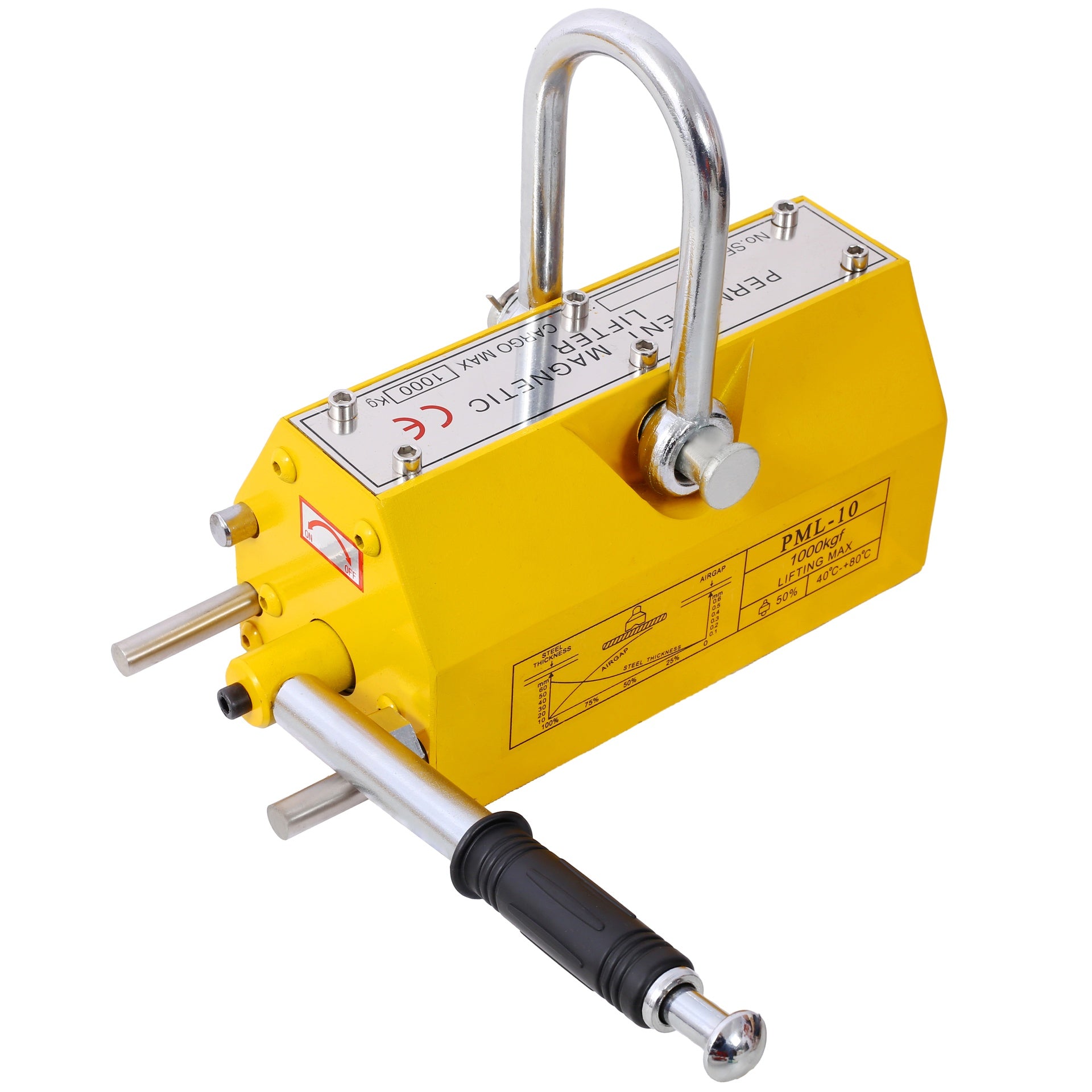 Permanent Magnetic Lifting with Release, 2200lbs/1000kg Heavy Duty Magnet, 2.5 Safety Factor, Neodymium & Steel for Hoist, Shop Crane, Block, Board Lifting Plate Steel