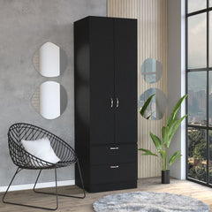 Vico 76" High Armoire Wardrove Closet with 2 Drawers, Double Door Cabinet , One Shelf and Hanging Rod, Bedroom Clothes Storage Cabinet Organizer