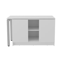 Alfie Rotable Desk 72-Inch Wide or Compact, Adjustable Workstation In Two Directions with Storage Compartments, For Home Office or Studio, White