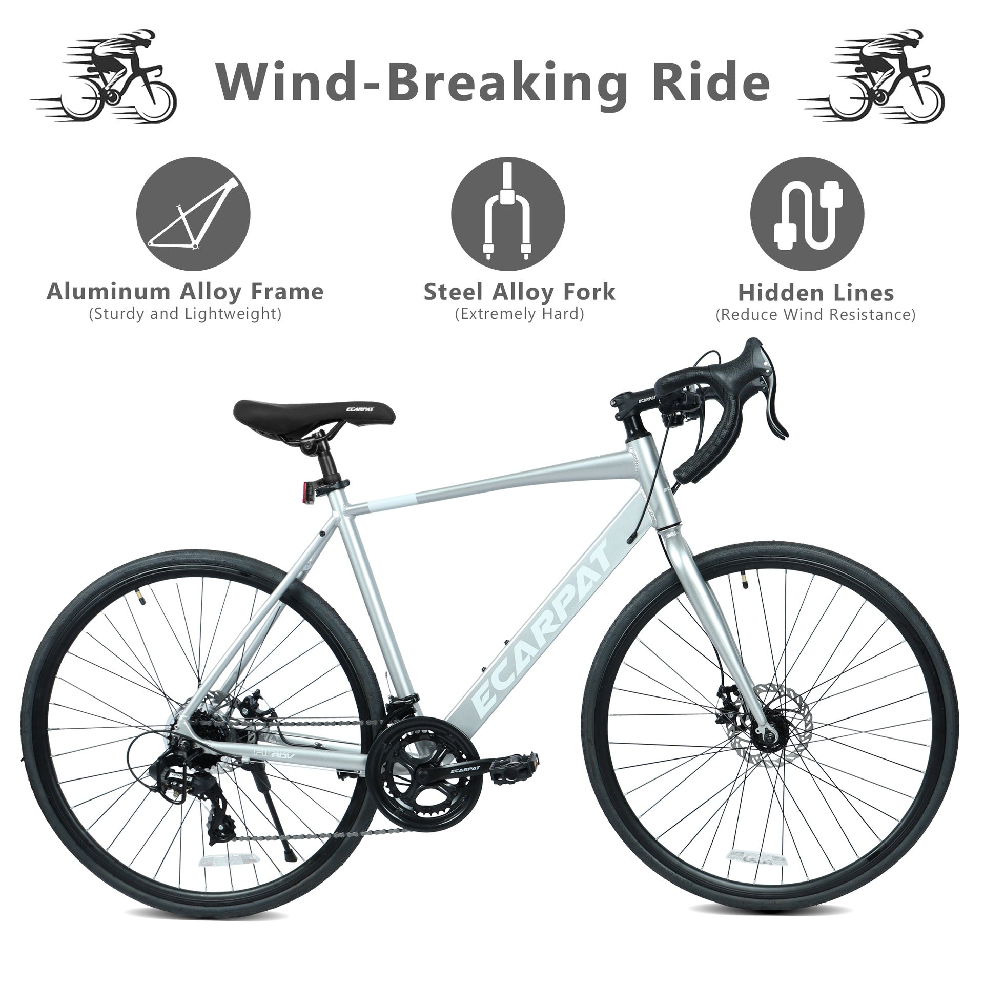 A28320R 700Cx28 Road Bike, Lightweight Aluminum Frame, Disc Brakes, 16-Speed, Fast Acceleration, Suitable for Men and Women, Ideal for High-Intensity Riding