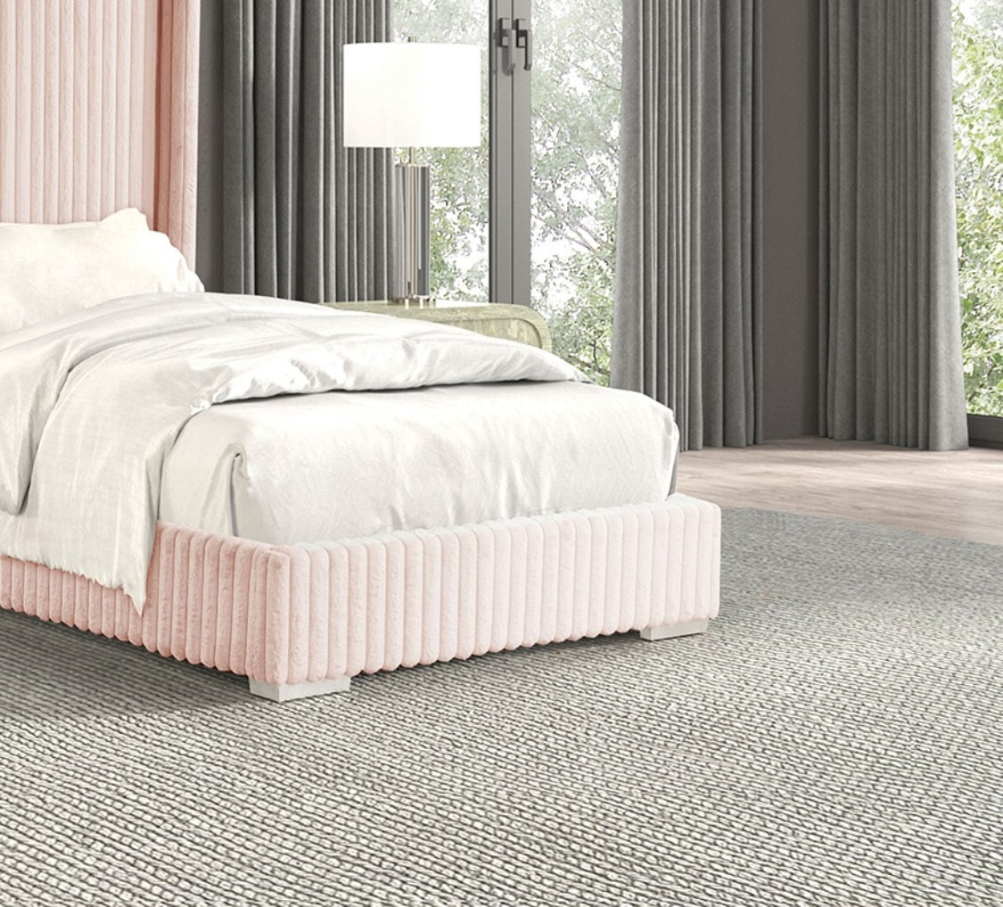 Pink Color Contemporary 1pc Twin Size Bed Fur Chenille Fabric Mattress Ready
