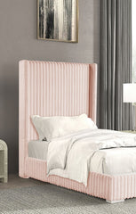 Pink Color Contemporary 1pc Twin Size Bed Fur Chenille Fabric Mattress Ready
